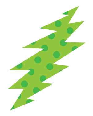 Bolt Sticker, green with polka dots