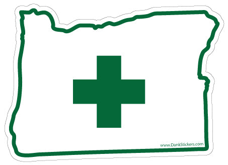 Oregon cannabis cross waterproof decal