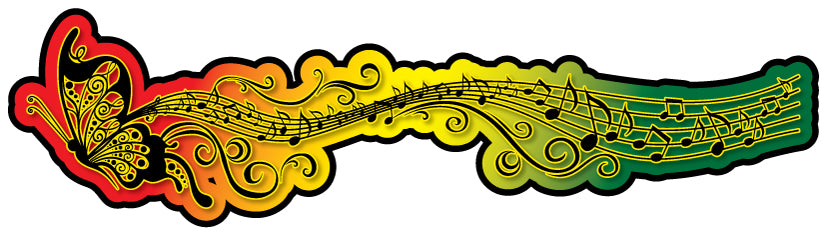 Butterfly music notes Rasta colors