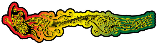 Butterfly music notes Rasta colors