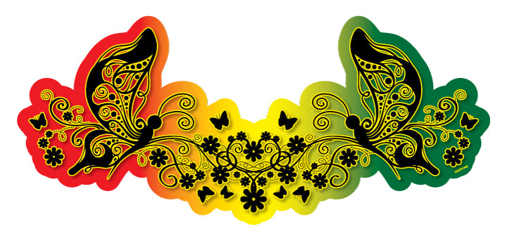 Butterflies & flowers Rasta color sticker